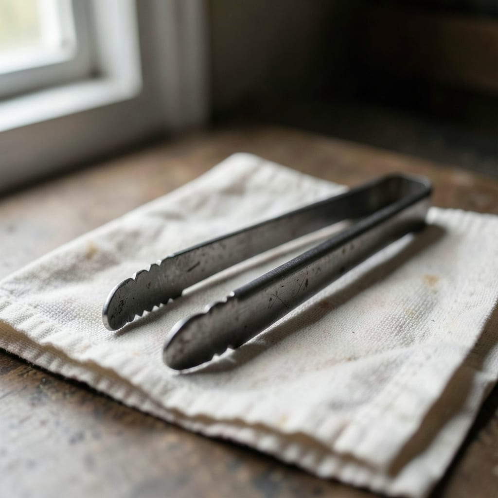 The metal tongs
